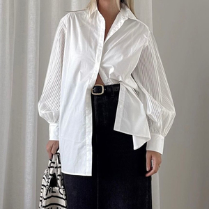 <span class=keywords><strong>Camicia</strong></span> Casual Enyami <span class=keywords><strong>camicia</strong></span> da ufficio <span class=keywords><strong>bianca</strong></span> elegante camicetta ampia con risvolto solido <span class=keywords><strong>a</strong></span> <span class=keywords><strong>maniche</strong></span> lunghe <span class=keywords><strong>a</strong></span> lanterna <span class=keywords><strong>a</strong></span> <span class=keywords><strong>palloncino</strong></span> da donna - Product Image 3