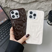 Nouvelle coque de téléphone portable brillante avec motif plissé 3D pour iPhone 13 14 15 16 Pro Max, coque de téléphone souple en TPU brillant pour iPhone