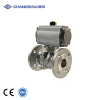 Vanne à boisseau sphérique pneumatique en acier inoxydable à bride, actionnée par air, pour l'eau, personnalisable OEM, résistante aux hautes températures