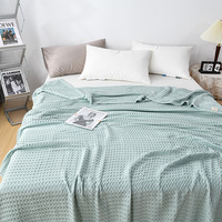 Plaid en pur coton tricoté, 100 % coton, rafraîchissant pour toutes les saisons, pour la maison