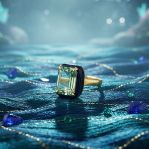 Anillo de Oro Amarillo de 14K con Amatista Verde - Product Image 1