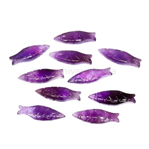 Colgante de Gema de Amatista Púrpura Natural Tallado a Mano en Forma de Pez de 25mm, Piedra Suelta, Precio al por Mayor para Fabricación de Joyería a Granel - Product Image 1