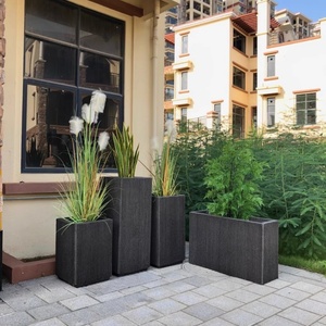 Maceta Moderna de Fibra de Vidrio Acanalado, Maceta Rectangular Grande de Resina para Jardín, para Exteriores - Product Image 5