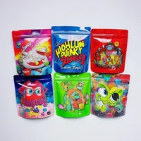 Sachets Mylar colorés refermables en aluminium imprimés sur mesure pour bonbons, cerises, aliments, gelato mix 3.5g, format stand-up, 3.5g