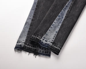 <span class=keywords><strong>Jeans</strong></span> Svasati Vintage Patchwork Streetwear Urbano da Uomo Pantaloni in Denim a Gamba Larga Stile Hip Hop a Blocchi di Colore Nero Vestibilità Aderente per Uomo - Product Image 5