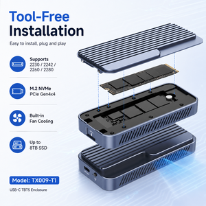 Boîtier Thunderbolt 5/USB4 pour SSD M.2 NVMe, 80 Gbit/s PCIe Gen4, ventilateur intelligent, sans outil, boîtier en aluminium, capacité maximale de 8 To - Product Image 3