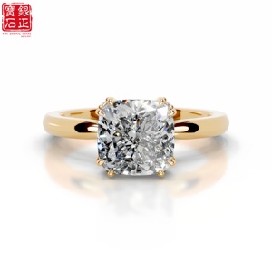 Anello da Donna in Argento Sterling <span class=keywords><strong>925</strong></span> Placcato <span class=keywords><strong>Oro</strong></span> con Moissanite Taglio Cuscino da 3,5 <span class=keywords><strong>Carati</strong></span>, Montatura a Doppio Grappolo, Gioielleria Fine per Matrimonio REACH - Product Image 1