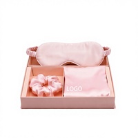 Ensemble de sommeil décontracté quatre saisons en satin de soie de luxe avec logo personnalisé Xinyao, masque pour les yeux confortable et doux, taie d'oreiller, chouchou bloquant la lumière