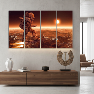 Impresión en lienzo de astronauta surrealista moderno: elegante decoración de pared de vidrio templado, JUEGO DE 4 lienzos - Product Image 3