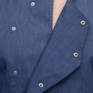 Uniforme de <span class=keywords><strong>chef</strong></span> bleu haut de gamme pour homme, à manches courtes, pour l'été, uniforme de <span class=keywords><strong>chef</strong></span> d'hôtel, uniforme de <span class=keywords><strong>cuisine</strong></span> respirant en filet pour femme - Product Image 5