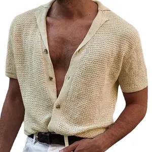 Großhandel neue Herren Revers Kurzarm-Sweater Sommer dünner Kurzarm-Sweater T-Shirt
