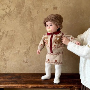 Tongxingyuan Baby Girls Winter Sweater Set Teddy Bear Jacquard Coat Skirt Thickening Knitwear Outfit - Product Image 3