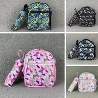 Kidplace 2026 – Ensemble Sac à Dos Scolaire 5-en-1 Tendance à Imprimé Géométrique avec Sac Repas, Trousse, Boîte à Lunch, Bouteille d'Eau et Fermeture Éclair