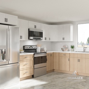 Armoires de cuisine populaires en chêne blanc |   Armoires de cuisine modernes blanches style Shaker |   Meubles de cuisine en bois RTA pour projets de rénovation - Product Image 5