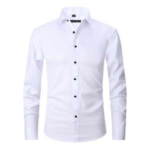 Chemise Slim Fit Décontractée à la Mode pour Hommes Chemise Trench Tricotée de Couleur Unie Transfrontalière à Manches Longues pour le Printemps - Product Image 1