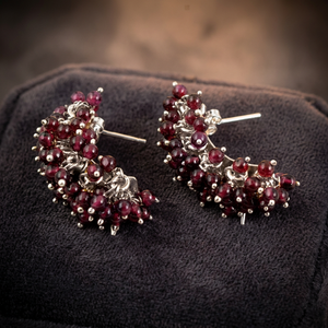 Gold-Plated <b>Red</b> Garnet Drop <b>Earrings</b> for Women's Statement Jewelry ABDE-20215 - Product Image 3