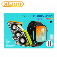Montre connectée Xtauri YX98 avec écran AMOLED de 2,01 pouces, haut-parleur Bluetooth transparent triangulaire, 2 bracelets, charge sans fil, coffret cadeau