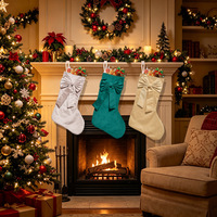 Chaussettes de Noël à nœud papillon multicolores, accessoires photo, décoration suspendue, grande capacité, sac à bonbons pour arbre de Noël