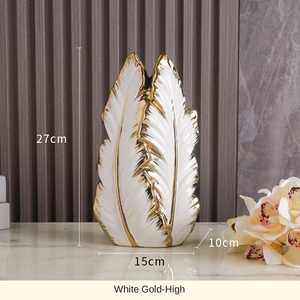 <span class=keywords><strong>Vase</strong></span> en céramique de plumes d'or de luxe moderne décor à la maison pour le cadeau d'anniversaire de mariage de bureau de Table de salon - Product Image 6