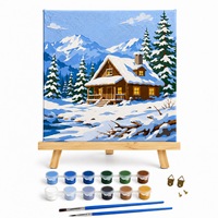 Kit de Peinture sur Toile pour Enfants : Paysage Imprimé, Dessin Animé, Peinture par Numéros DIY, Acrylique et Huile