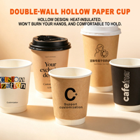 Gobelets en papier à double paroi épais et écologiques pour le café avec couvercles, gobelets biodégradables personnalisés pour les cafés et les salons de thé