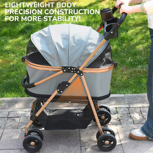 Passeggino Trasportino Lusso Pieghevole Eco-friendly <span class=keywords><strong>per</strong></span> <span class=keywords><strong>Cani</strong></span> e Gatti con Ruota Anteriore Girevole a 360 Gradi in Tessuto Oxford, Capacità 20kg, Ideale <span class=keywords><strong>per</strong></span> Viaggi - Vendita all'Ingrosso - Product Image 5