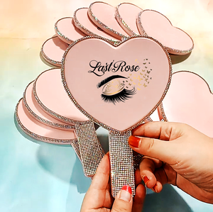 กระจกแต่งหน้าแบบมีด้ามจับ กระจกแต่งหน้าแบบพกพาสำหรับสาวๆ  กระจกสีชมพูแบบส่วนตัว ยี่ห้อ Private Label Heart Mirror - Product Image 4