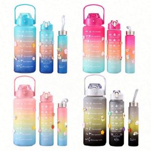 Bouteille de sport motivante, thermos motivant, bouteille d'eau chaude pour la gym, ensemble de bouteilles d'eau en plastique portables de grande capacité 2L - Product Image 3