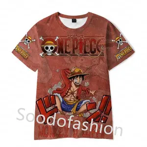 Ready to ship cartoon anime 1 Piece series Men's and women's couples 3d digital printing Casual short sleeve T-shirts