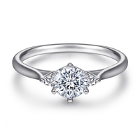 Bagues classiques coupe ronde trois pierres plaqué rhodium épais plaqué or 18 carats bague de fiançailles en argent sterling 925