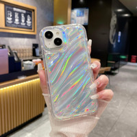 Étui pour téléphone portable Laser TPU bleu transparent féminin coloré élégant pour iPhone 16 Pro Max 15 14 13 12 11
