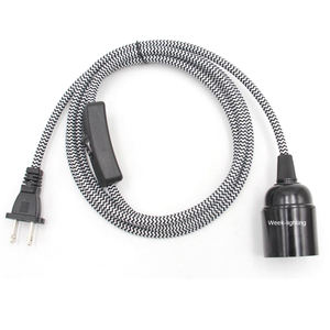 Cordón de luz colgante Vintage, cuerda de alimentación europea con interruptor en línea, Cable cubierto de tela, soporte de lámpara de bombilla rosca E27, 2 metros - Product Image 2