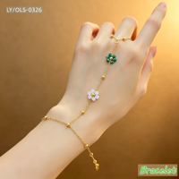 Gelang Cincin Rantai Jari Wanita Berlapis Emas 18k Anti Luntur, Model Bunga, Bahan Stainless Steel, Perhiasan untuk Hadiah Pesta, Produk Terlaris