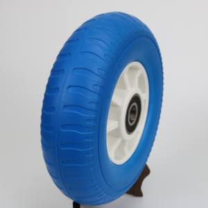Roda de Carrinho de <span class=keywords><strong>8</strong></span> Polegadas 250-4 em Espuma PU Sem Ar com Aro de Plástico e Rolamento - Product Image 3