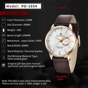 Nouvelle Montre Homme Tendance à Quartz avec Mouvement Japonais 1654, Cadran à Aiguilles 40mm, Bracelet en Cuir, Étanche - Collection 2025 - Offre Spéciale - Product Image 6
