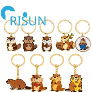 Porte-clés en métal émaillé personnalisé en gros, <span class=keywords><strong>castor</strong></span> canadien américain, lapin des bois, porte-clés mignon, bijoux pour animaux, porte-clés - Product Image 1