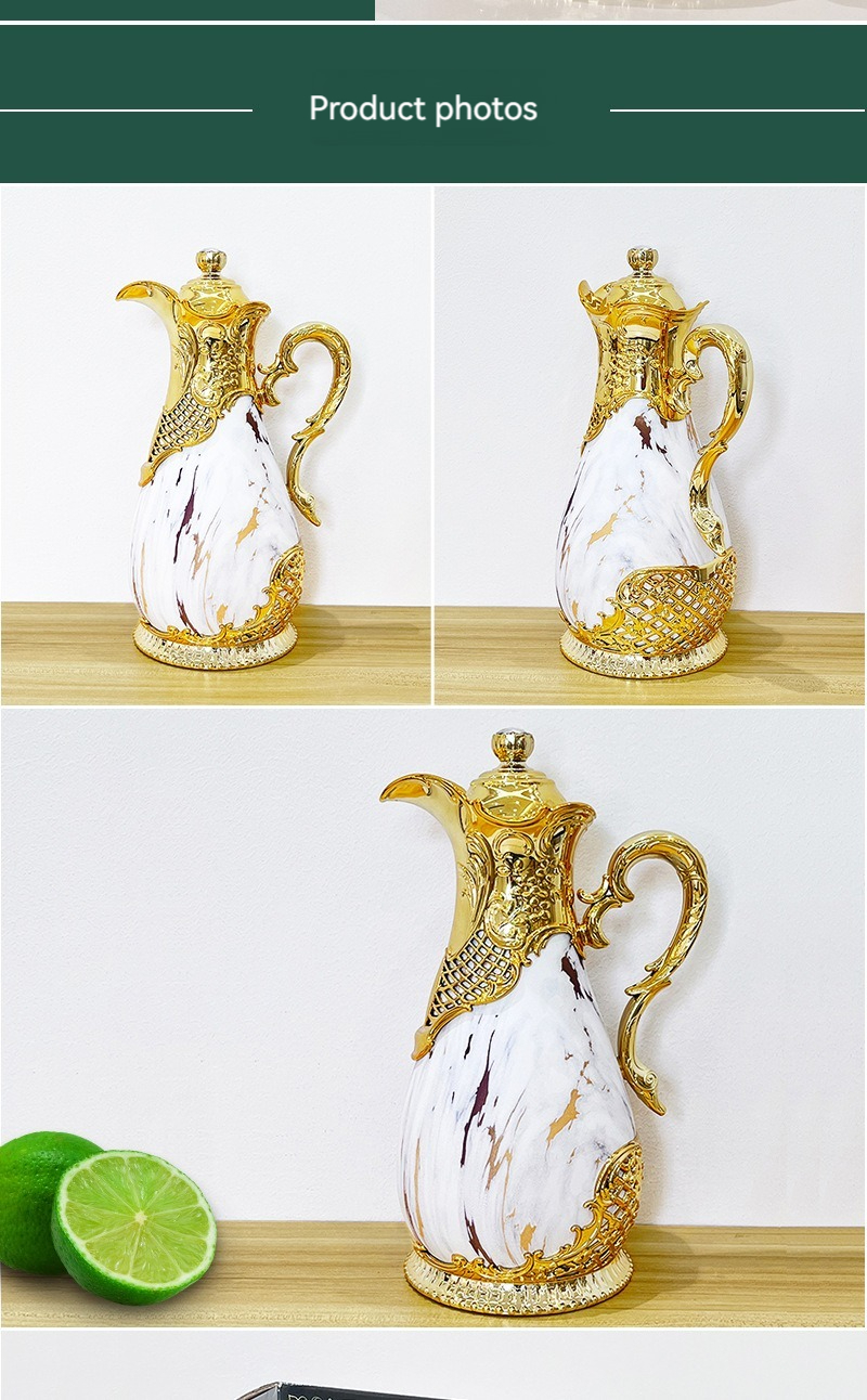 Design High Quality Golden Teapot 800ml Arabic Insulation Thermos