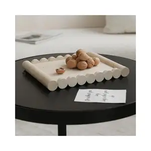 SHIHUI Pedra Natural Mármore Decoração Personalizado Armazenamento Rack Jóias Bandejas Travertino Decoração Bege Fruit Food Tray