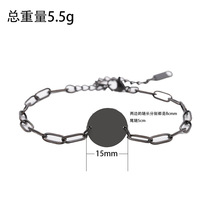 Bracelet en acier inoxydable avec pendentif circulaire en forme de trombone, gravé au laser, plaqué titane/argent, unisexe, idéal pour un anniversaire