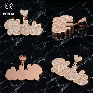 จี้เพชรโมอิสซาไนต์ผ่านการทดสอบ VVS สไตล์ฮิปฮอป สร้อยคอเงินแท้ 925 ประดับเพชรแบบ Iced Out จี้ตัวอักษร สร้อยคอผู้ชาย เครื่องประดับคุณภาพสูง - Product Image 2