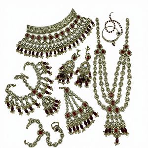 Conjunto de Joyería Étnica de Alta Calidad para Novia, Chapado en Rodio, con Circonita, Gargantilla, Aretes, Maang Tikka, para Bodas y Fiestas - Product Image 1