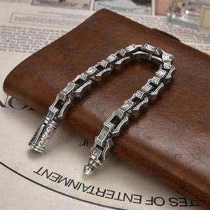 Punk Men Woman Solid <b>Silver</b> Rock <b>Bracelet</b> Jewelry 925 Sterling <b>Silver</b> <b>Chain</b> 10MM 7 "8" 9 "10" Charm Lock Bangle Hip Hop Accessor - Product Image 2