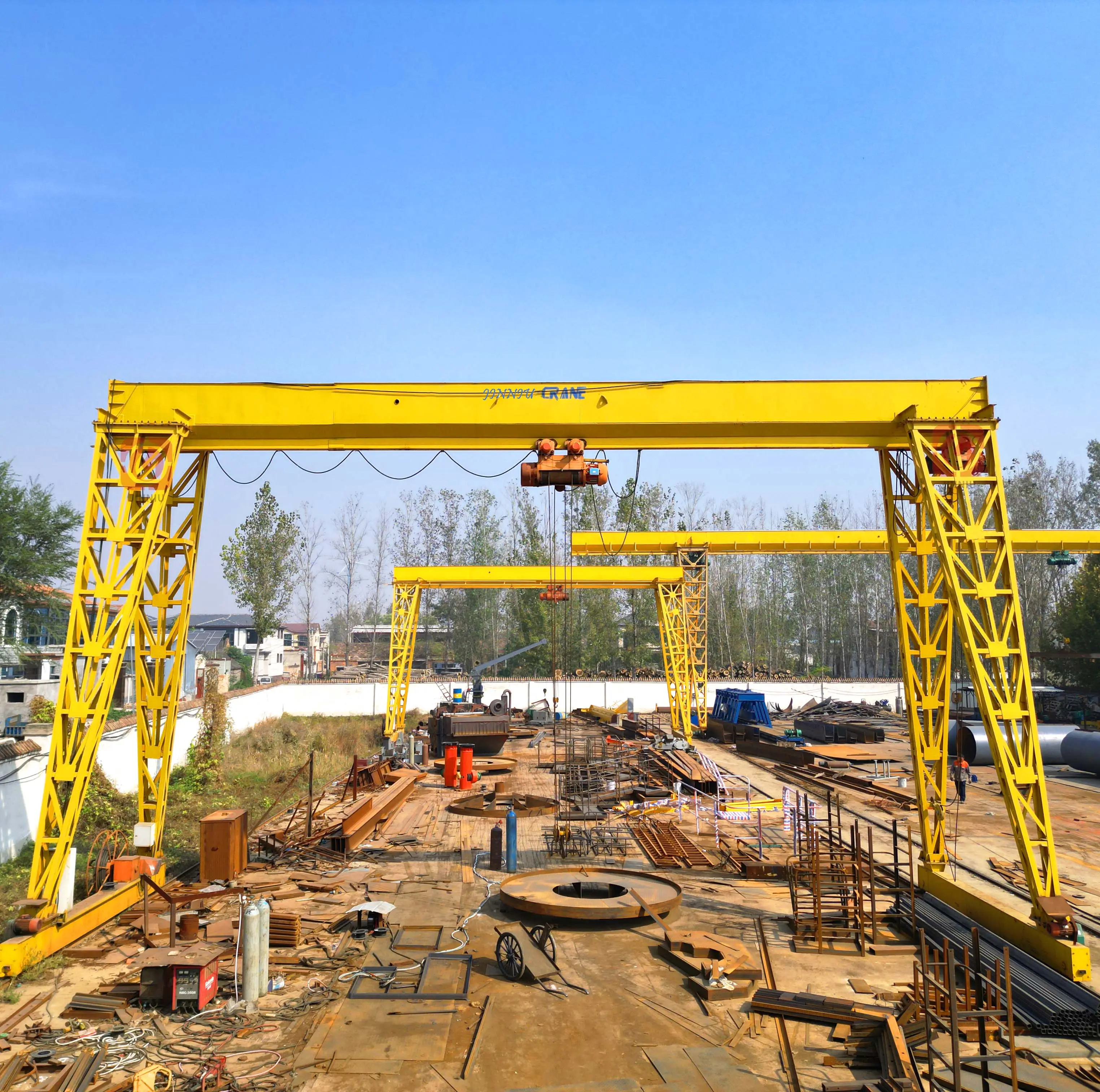 Kotak tipe 5T 10T motor girder tunggal mendorong bingkai gantry crane dengan kawat listrik tali hoist