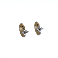 E1444 Vierblättrige Blume S925 Sterling Silber 14K Vergoldet Zirkon Trendige Creolen für Unisex Damen
