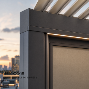 Pérgola motorizada independiente de aluminio con lamas ajustables RKOVE RK-S2 6*6M para terrazas de clubes, pérgola inteligente de aluminio. - Product Image 5