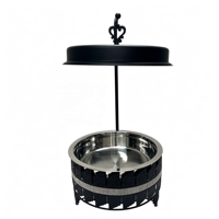 Plat à chafing rond suspendu noir 9L, moderne et orné, en acier inoxydable, chauffe-plats de buffet avec couvercle en verre pour hôtels et mariages
