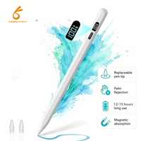 Stylet actif 2-en-1 en alliage d'aluminium avec pointe remplaçable pour iPad, certifié CE, rechargeable, écran LED, rejet de la paume complet, pour le dessin