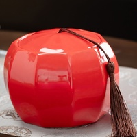 Boîte à thé hermétique en céramique personnalisée pour café, grande capacité, rouge, effet craquelé, en porcelaine, pour thé Pu-erh, avec couvercle, idéale comme cadeau