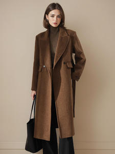 Cappotto di lana Double Faced in pile cucito a mano in lana da <span class=keywords><strong>donna</strong></span> inverno nuovo doppio petto lungo in lana australiana - Product Image 2