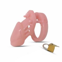 Cage à bite de chasteté masculine en plastique rose noir bon marché avec 5 dispositifs d'anneau de pénis Cage à pénis jouet sexuel de Bondage pour hommes serrure à bite